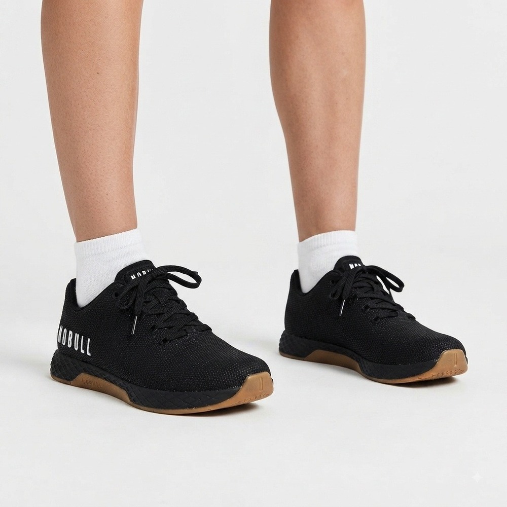 NOBULL Shoes Womens 7.5 Black Gum Ripstop Runner Training Shoes Sneakers Low Top